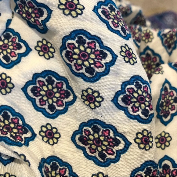 Crescent maxi dress deep v neck aqua paisley print border tassel drawstring M - Picture 14 of 14